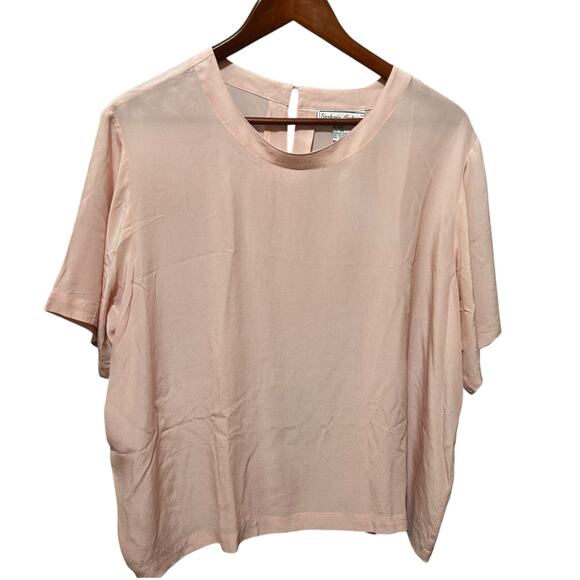 VTG Stephanie Andrews Women Silk Top 2X Blush Minimalistic Mature Classic Career - Picture 1 of 6